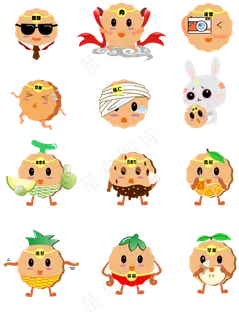 月饼可爱卡通商用元素套图