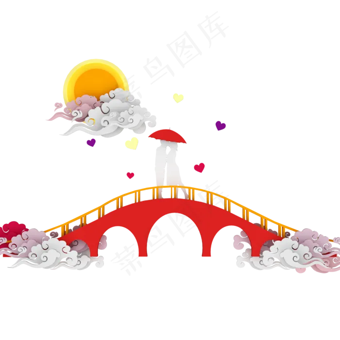 七夕情人节鹊桥相会(2000X2000(DPI:300))psd模版下载