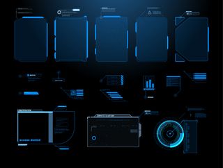 未来派hud界面屏幕。数字标注标题。