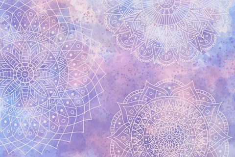 曼荼罗水彩的单色背景