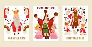 国王角色卡通王子-戴着金色皇冠的王子男人和中世纪的君主身着皇室服装插图背景设置童话公主女孩背景