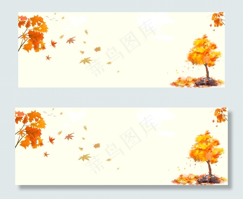 秋天枫树林文艺黄色banner