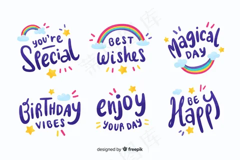 彩色生日贴纸系列