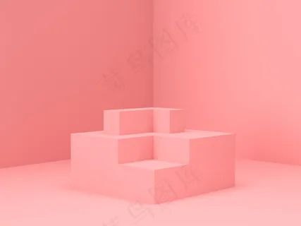 粉红色粉彩产品站在背景上。抽象最小几何概念。三维渲染
