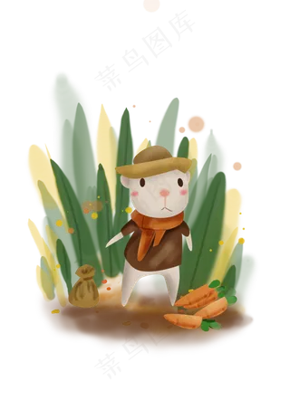 立秋秋天手绘小田鼠