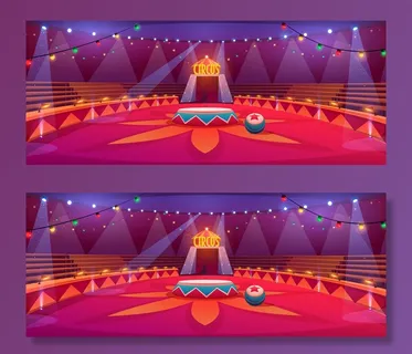 马戏团竞技场帐篷穹顶下的经典圆形舞台插图