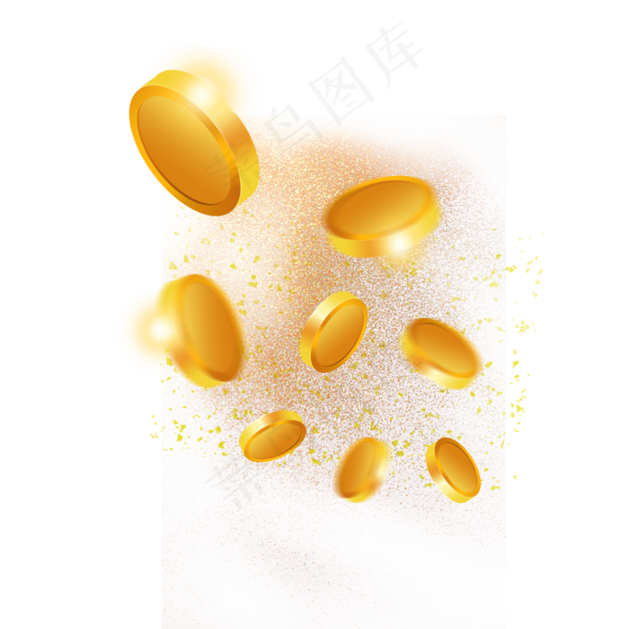 金币钱雨金色钱币,免抠元素(2000*2000px 300 dpi )psd模版下载