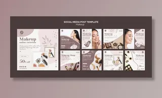 化妆概念社交媒体帖子模板