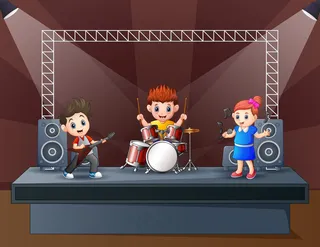 乐队在舞台上表演的插图