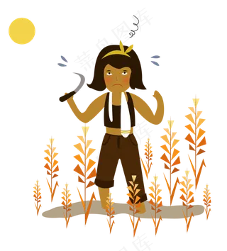 秋季秋收割麦穗人物