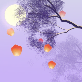 中秋节月光下的树花灯