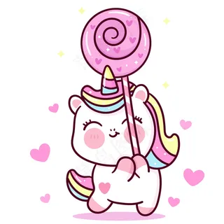 可爱的独角兽载体举行情人节卡瓦伊动物糖果