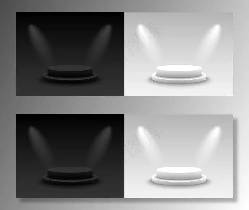 背景矢量三维黑暗和光明的讲台渲染。空的黑暗和光明的平台基座。矢量图解eps,ai矢量模版下载