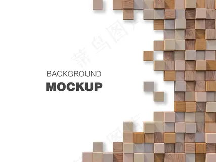 立体木墙三维渲染图