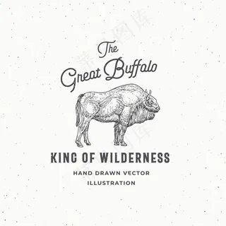 伟大的水牛抽象标志，符号或标志模板。