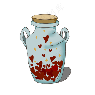 装满爱心的花瓶浪漫情人节手绘插