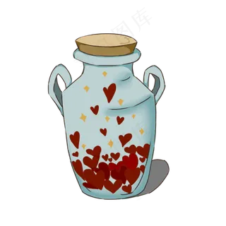装满爱心的花瓶浪漫情人节手绘插