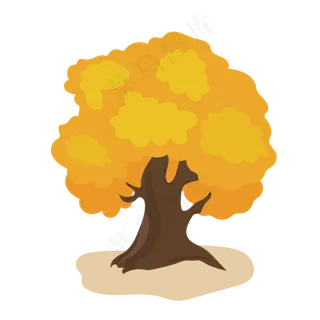 黄色的大树手绘设计