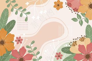 美丽的画春天背景与花卉