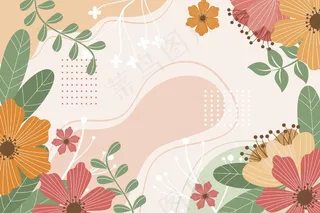 美丽的画春天背景与花卉