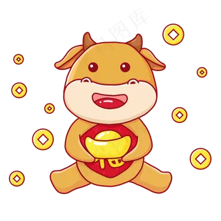 卡通手绘新年萌牛牛