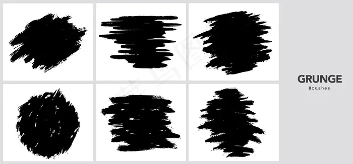 黑色粗画笔笔划模板eps,ai矢量模版下载
