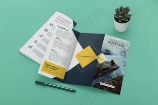 三折页小册子概念模型样机