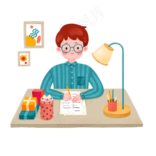 男教师伏案工作