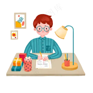 男教师伏案工作