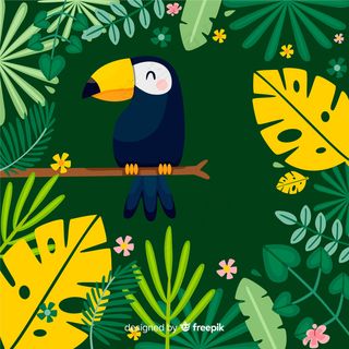 2d热带树叶和鸟类背景