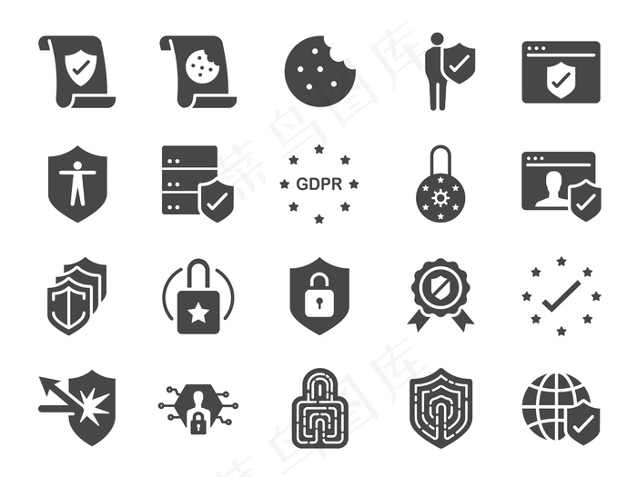 Gdpr隐私策略图标集。eps,ai矢量模版下载