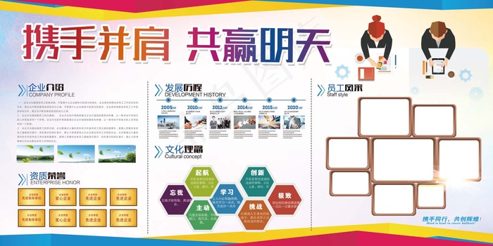 企业文化展板 企业展板 文化展图片psd模版下载