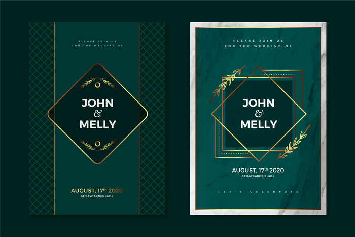 优雅的婚礼请柬模板概念