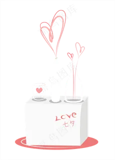 透明底png七夕情人节爱心花