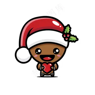 可爱的姜饼饼干拥抱心