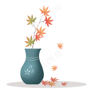 枫叶树叶落叶秋天红叶子花瓶植物