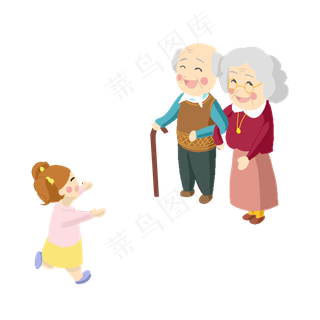 重阳节老人和孙女可商用元素