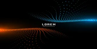 数字粒子橙色和蓝色发光背景