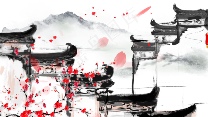 中国风古风江南水墨古建筑