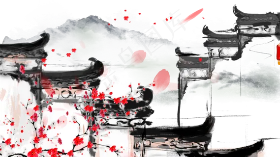 中国风古风江南水墨古建筑