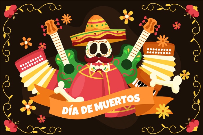 手绘dia de muertos背景eps,ai矢量模版下载