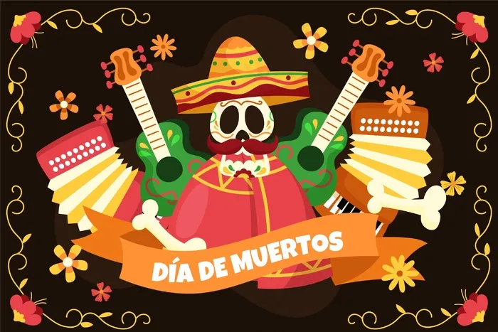 手绘dia de muertos背景eps,ai矢量模版下载