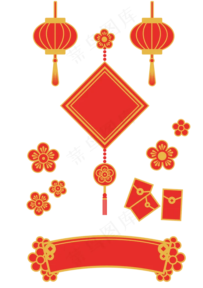 春节喜庆装饰(3000X3000(DPI:300))ai矢量模版下载