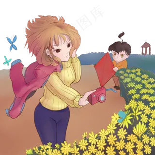 手绘卡通动漫可爱重阳节场景