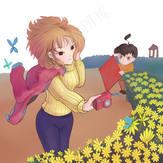 手绘卡通动漫可爱重阳节场景