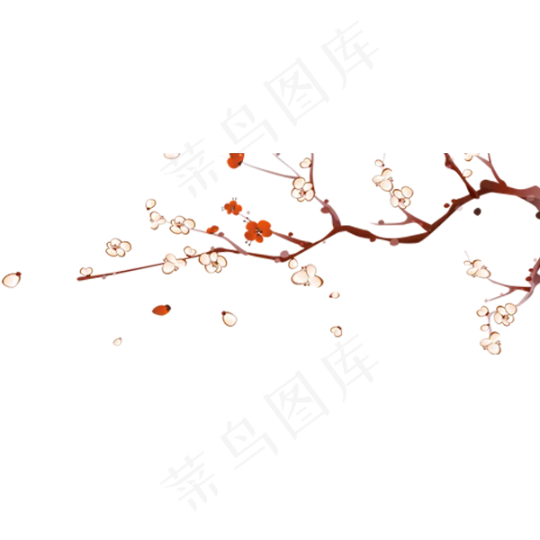 一枝被风吹动的桃花树(600X600(DPI:300))psd模版下载