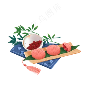 中秋节蔓越莓馅冰皮月饼物件组合