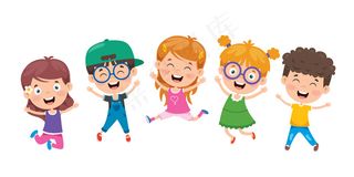一群有趣的孩子在跳
