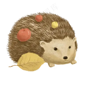秋天暖色刺猬背果子