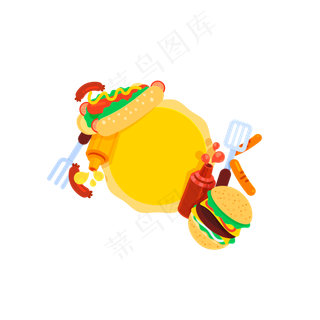 立秋丰盛的食物装饰边框素材